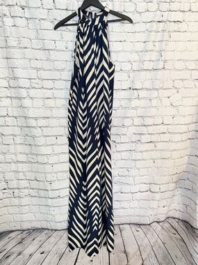 SHEIN. Navy and White Chevron Maxi romper. Size XS